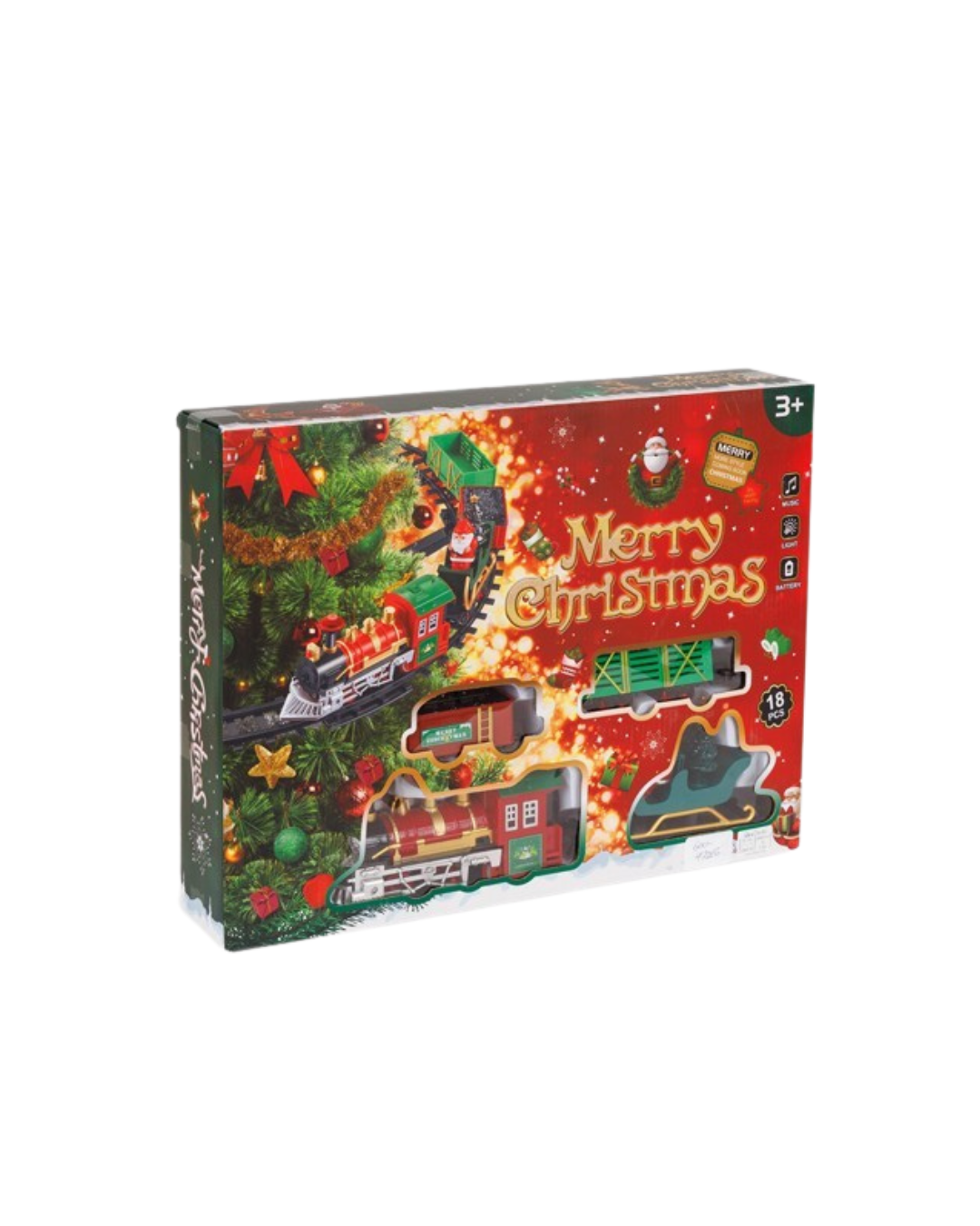 Train With Rails And Green Wagon For Christmas Tree