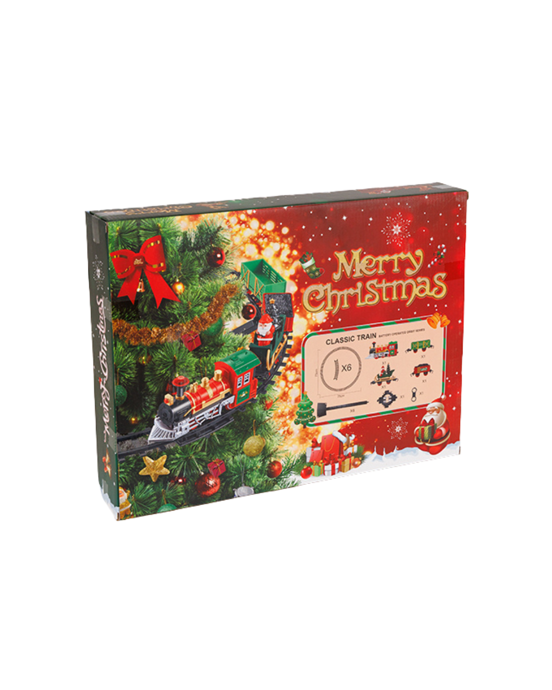 Train With Rails And Green Wagon For Christmas Tree