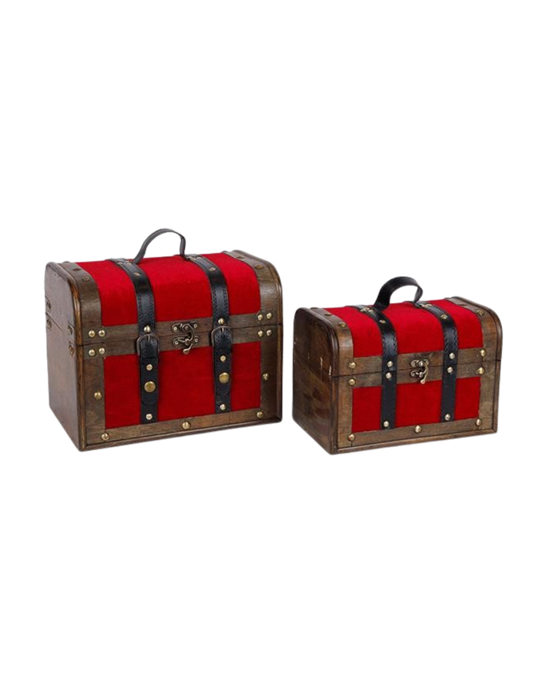 Wooden Chest, Burgundy Velvet