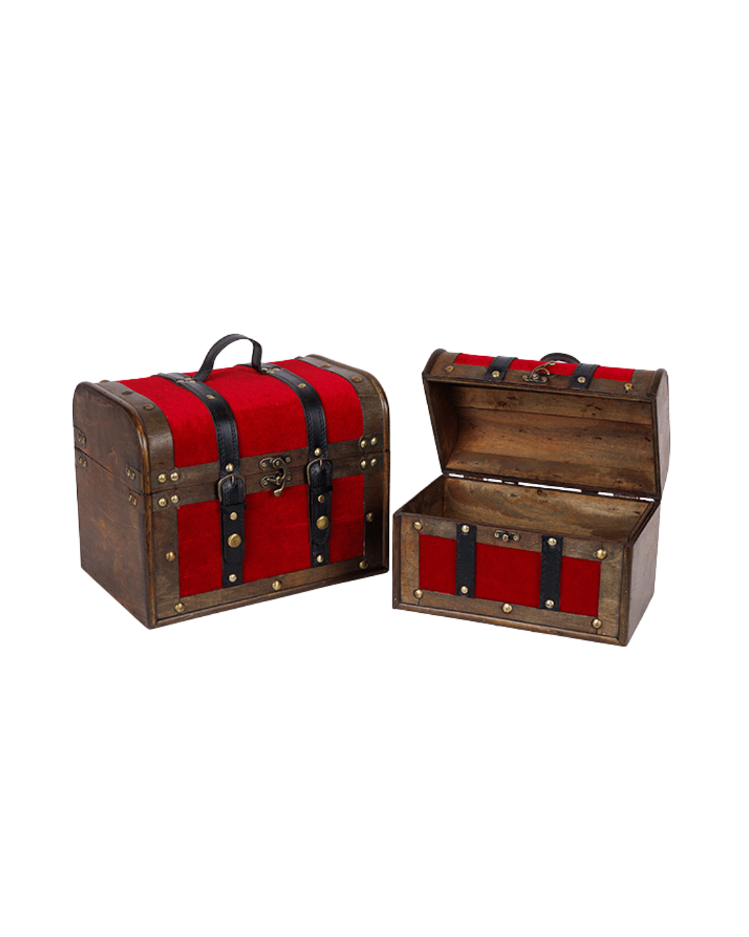 Wooden Chest, Burgundy Velvet