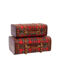 Red Plaid Fabric Suitcase
