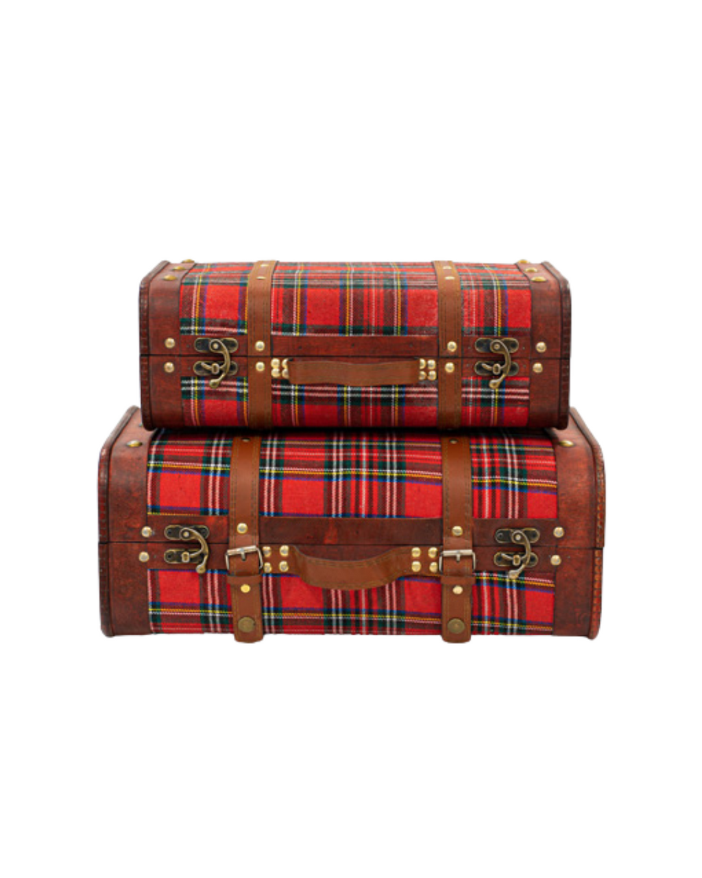 Red Plaid Fabric Suitcase