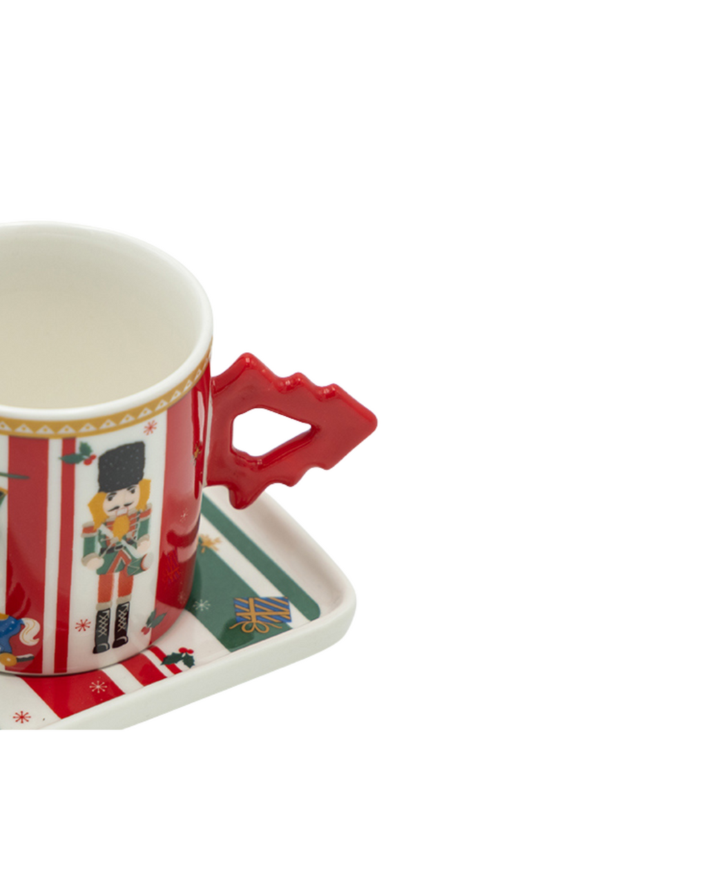 Espresso Cups with Nutcracker Design and Matching Saucers