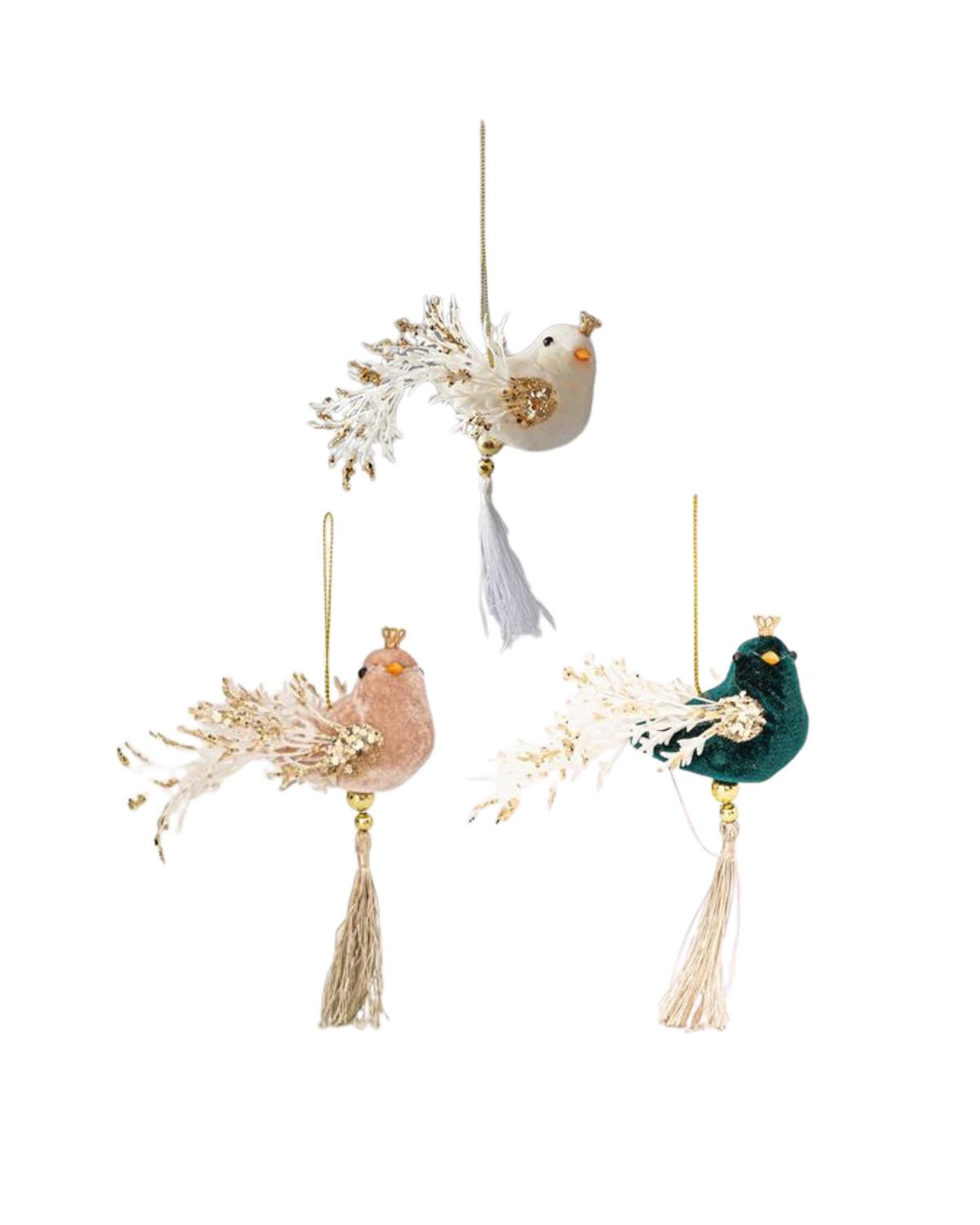 Velvet Hanging Bird Ornament