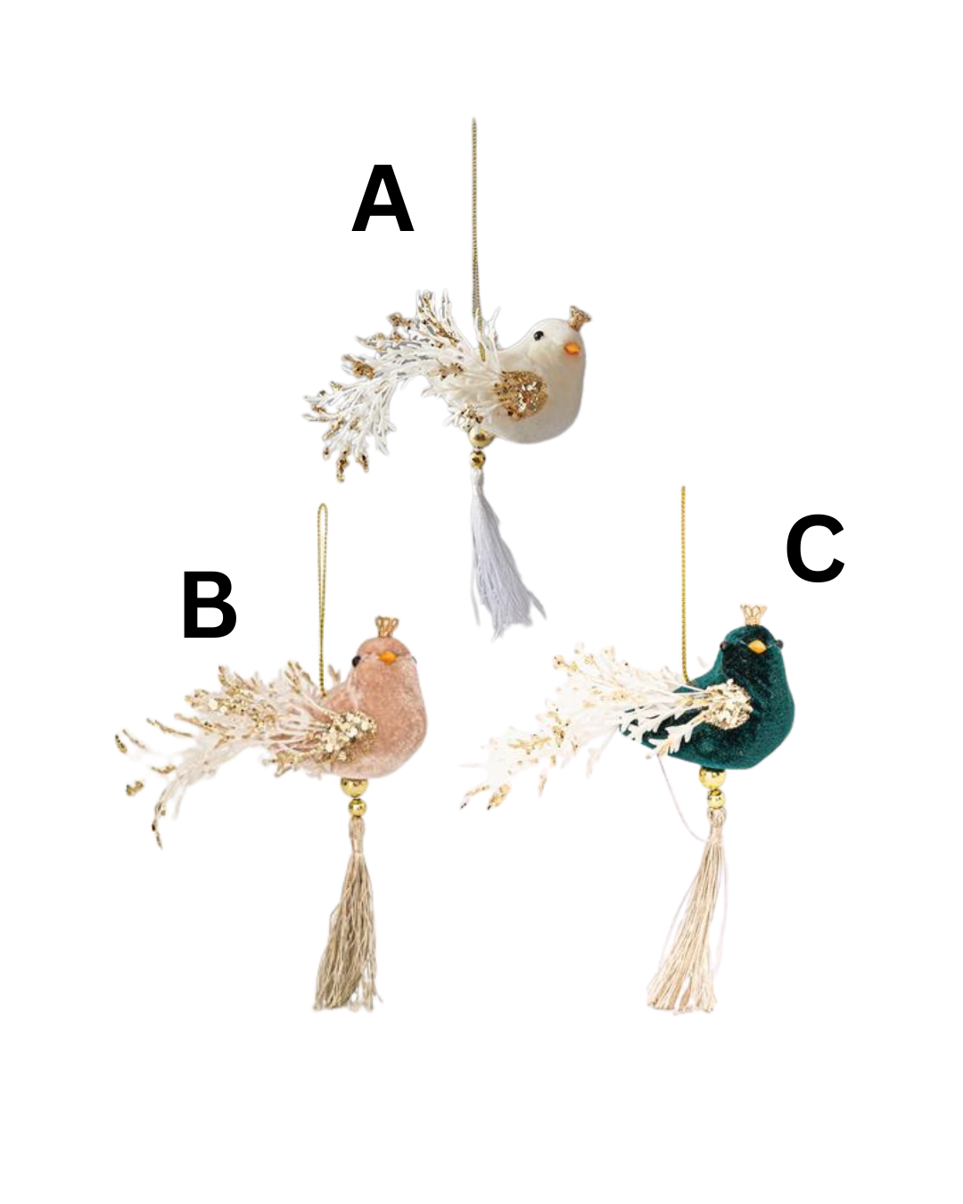 Velvet Hanging Bird Ornament