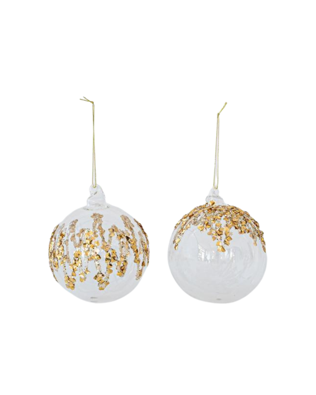 Set of Glass Balls with Gold Relief