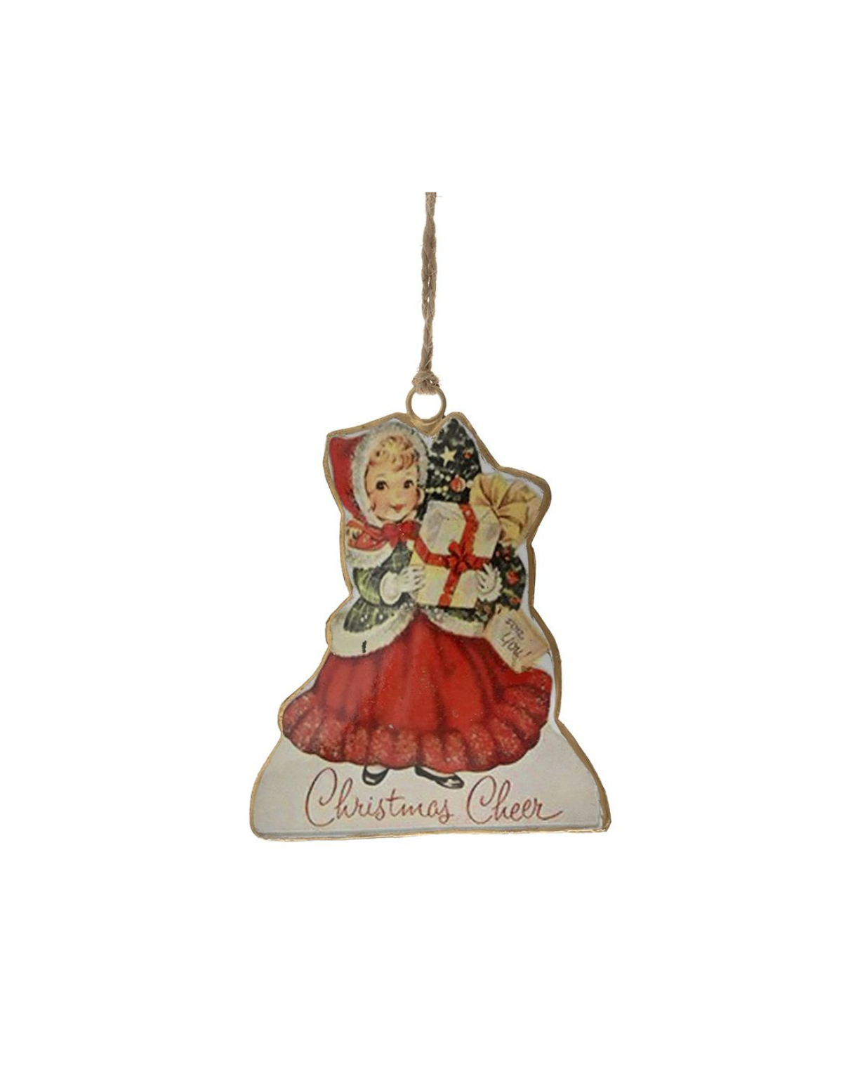 Vintage Girl Metal Christmas Ornament