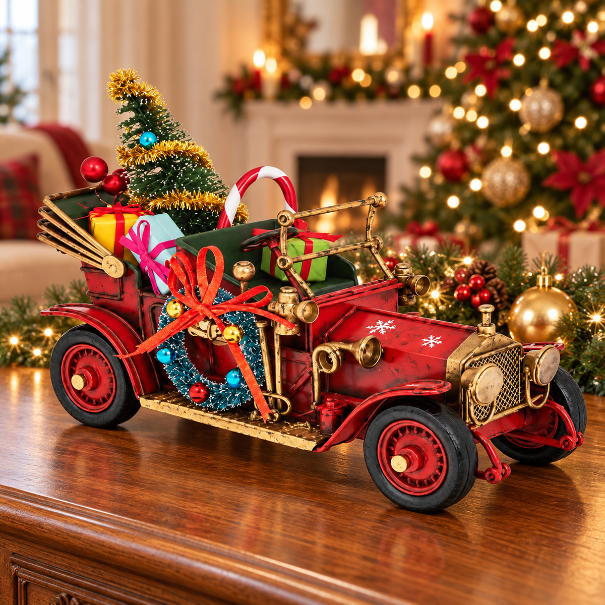 Retro Metal Christmas Car