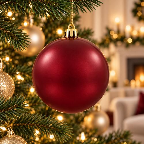 Dark Red Pearl Finish Plastic Christmas Baubles