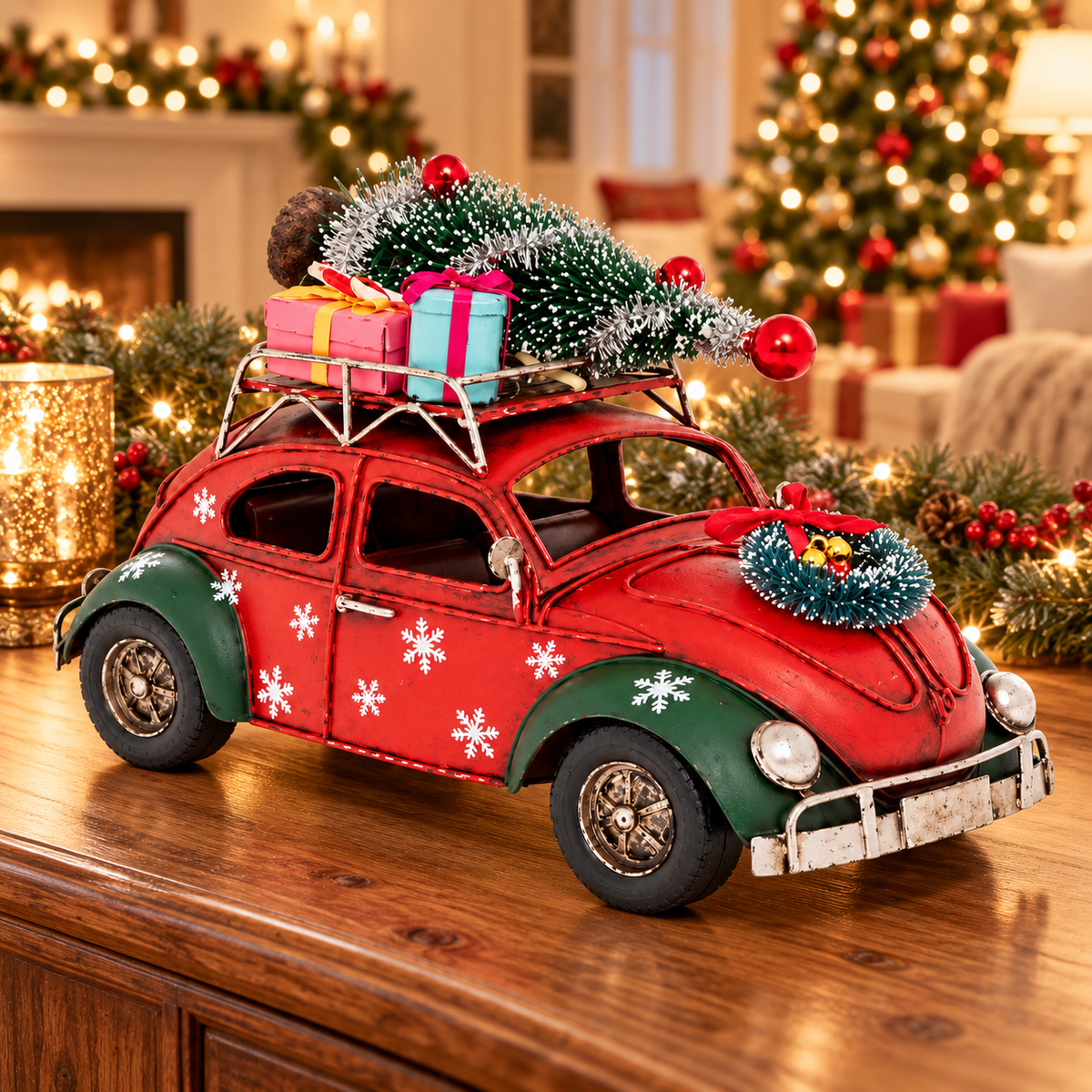 Retro Metal Christmas Car