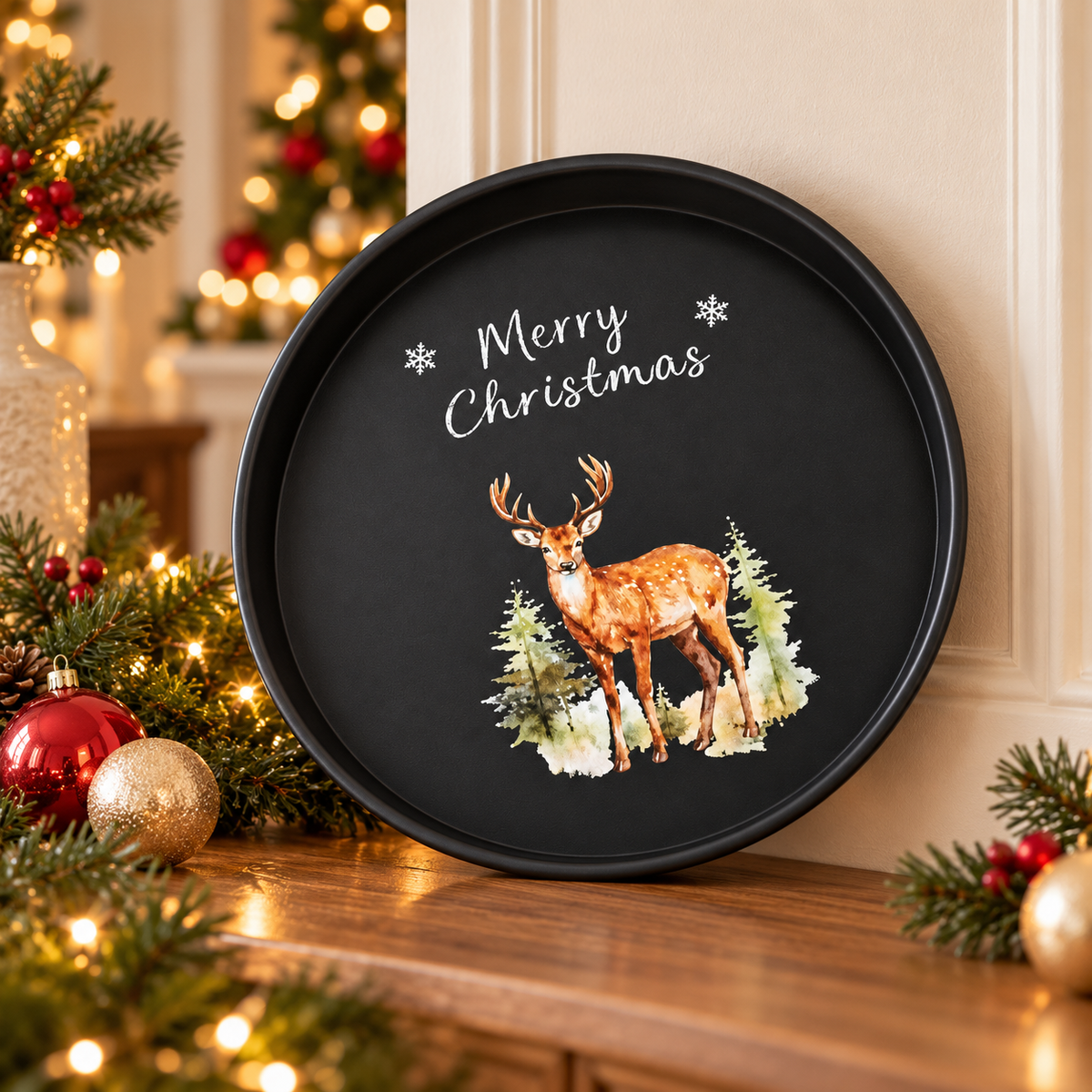 Black Iron Round Christmas Decoration
