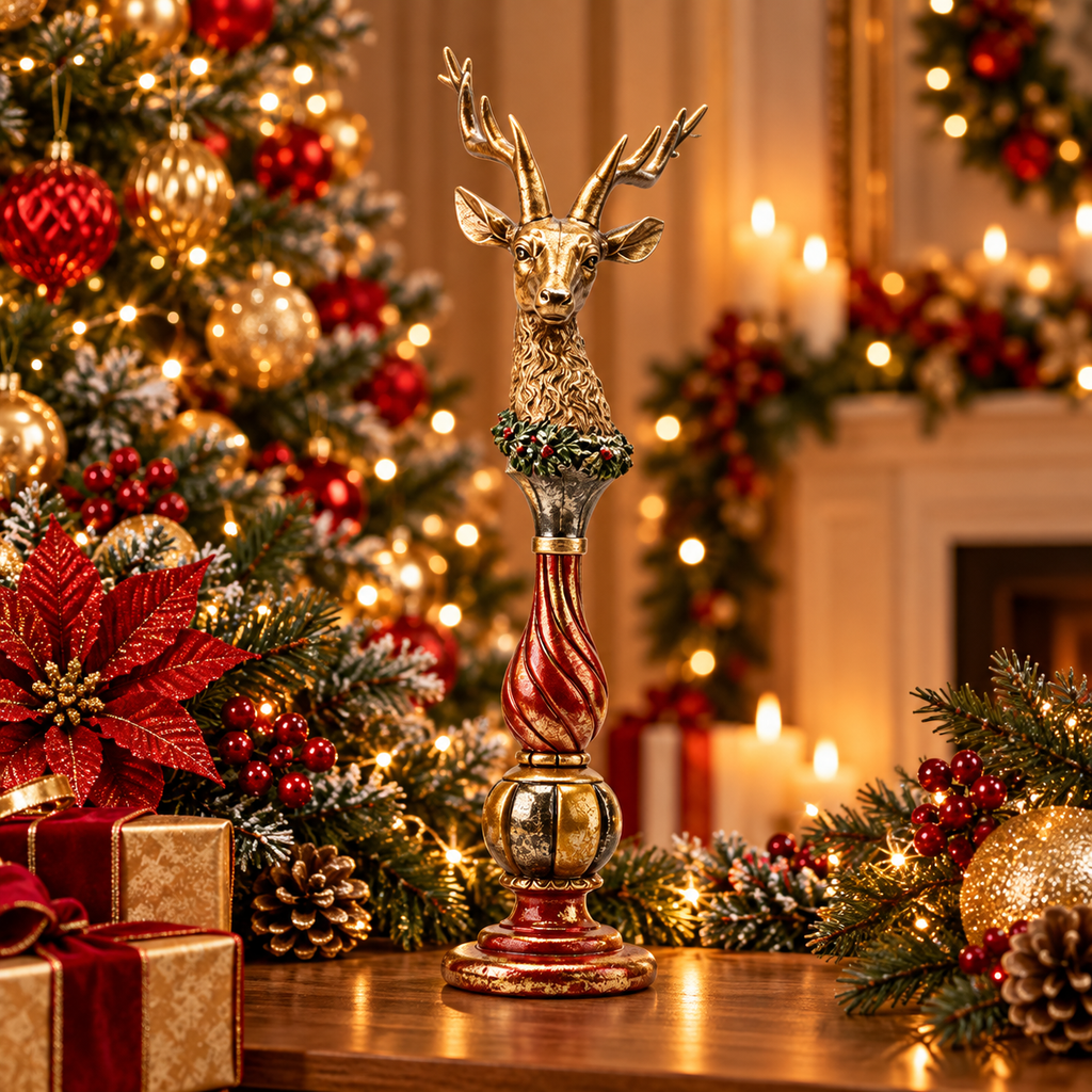 Polyresin Reindeer with Ornate Base