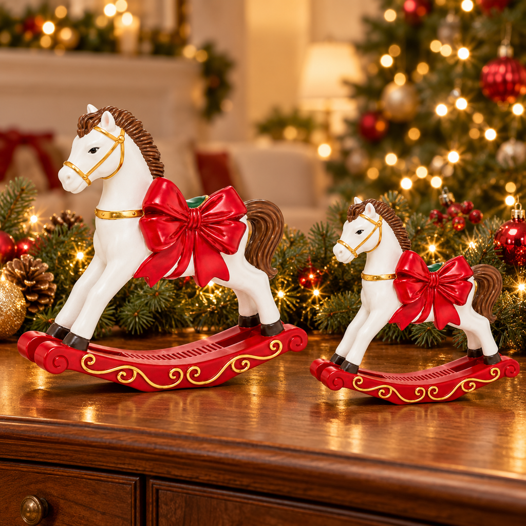 White Polyresin Rocking Horse