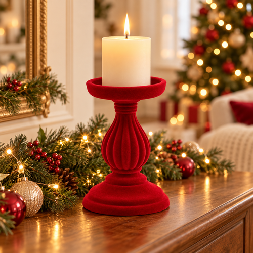 Red Velvet Candle Holder