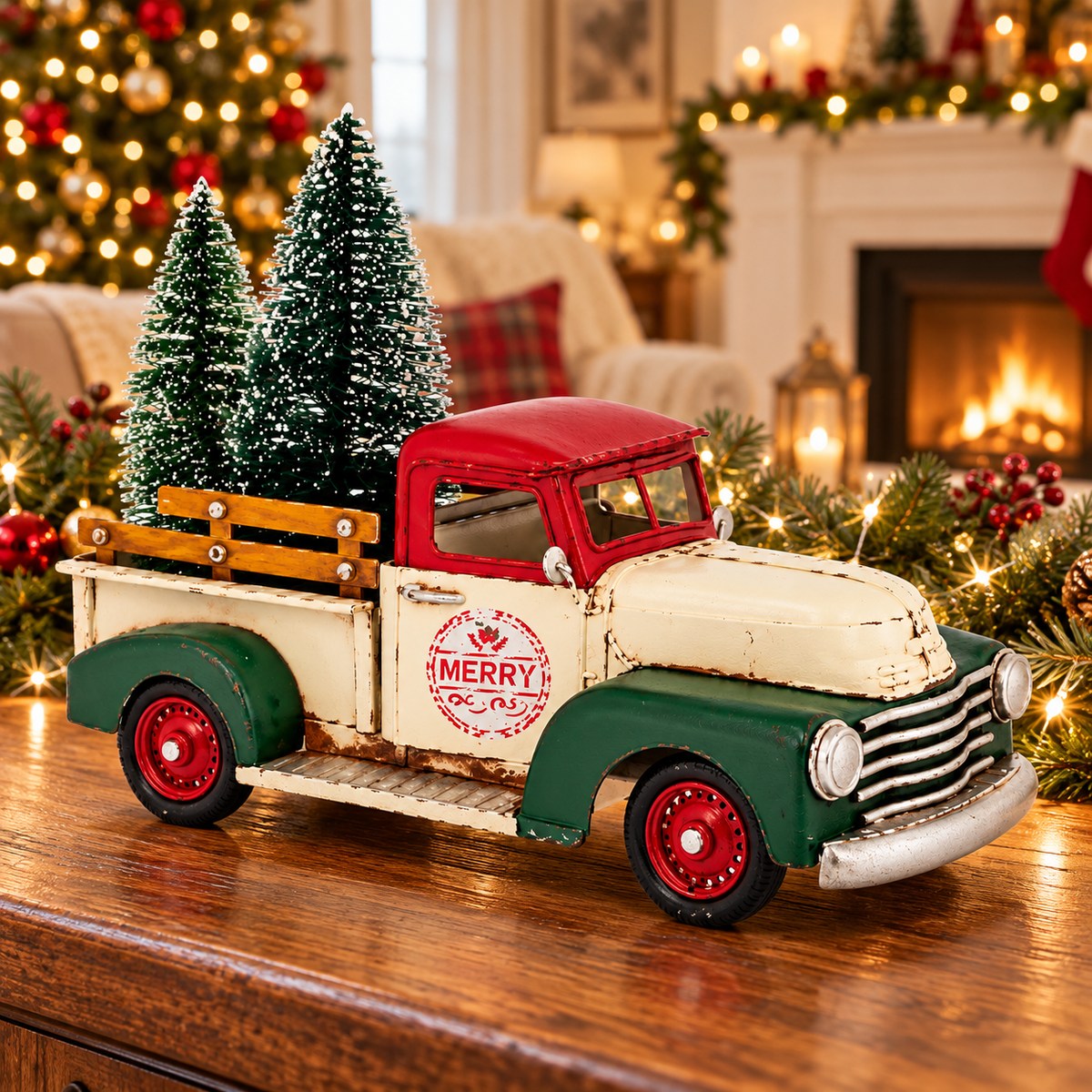 Retro Metal Christmas Truck