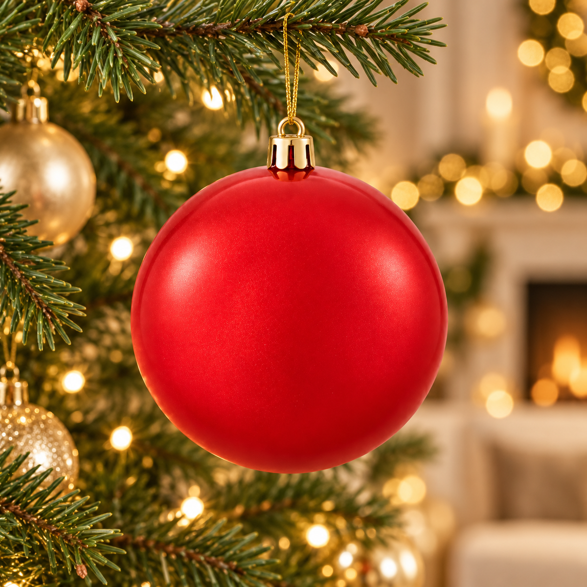 Red Pearl Finish Plastic Christmas Bauble