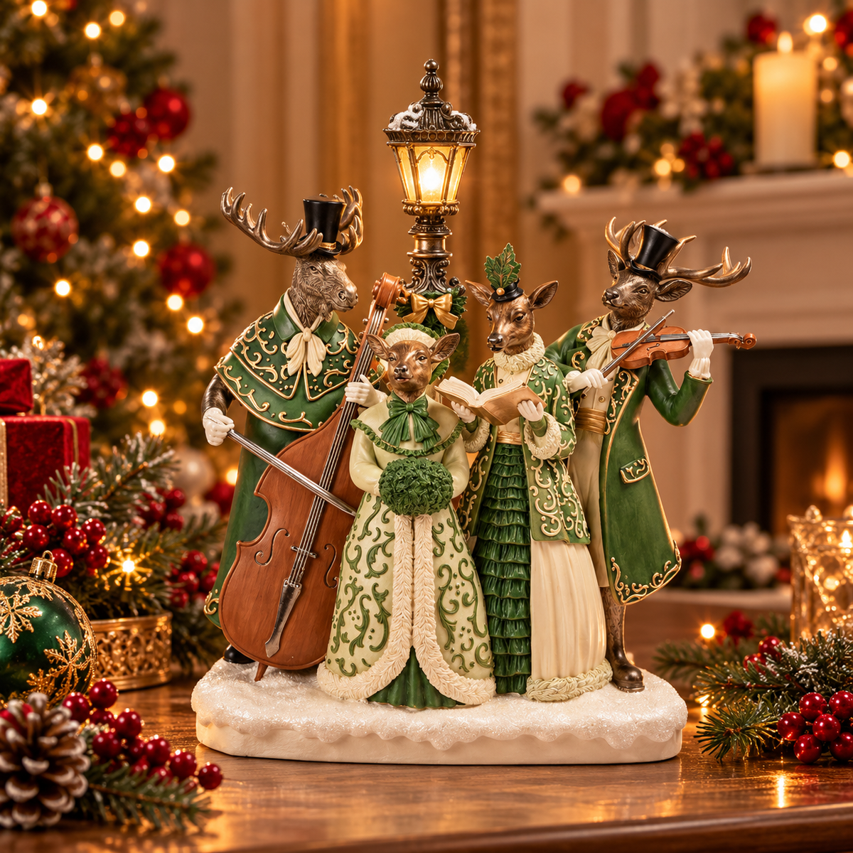 Victorian Deer Choir with Lights